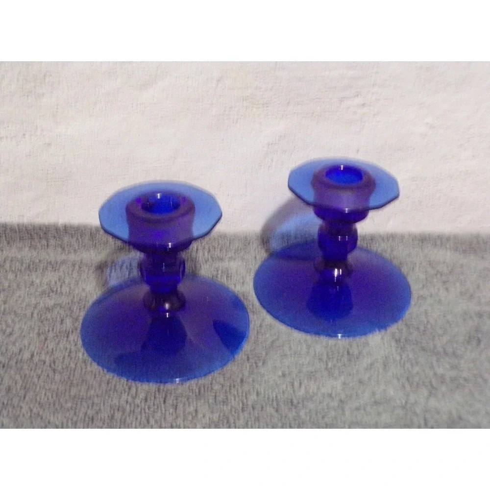 Vintage Cobalt Blue Candle Holders &‎ Plate Center Pieces